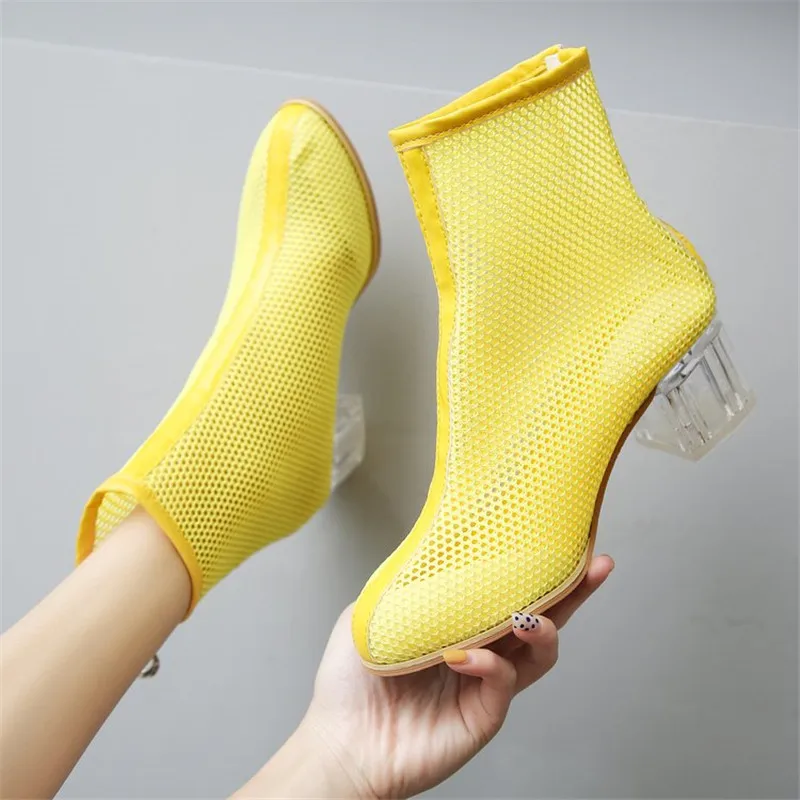 

2019 New Design Women Ankle Boots Sexy hollow leather Boots High Quality Pointed Toe square Heel Fashion zipper Women Boots
