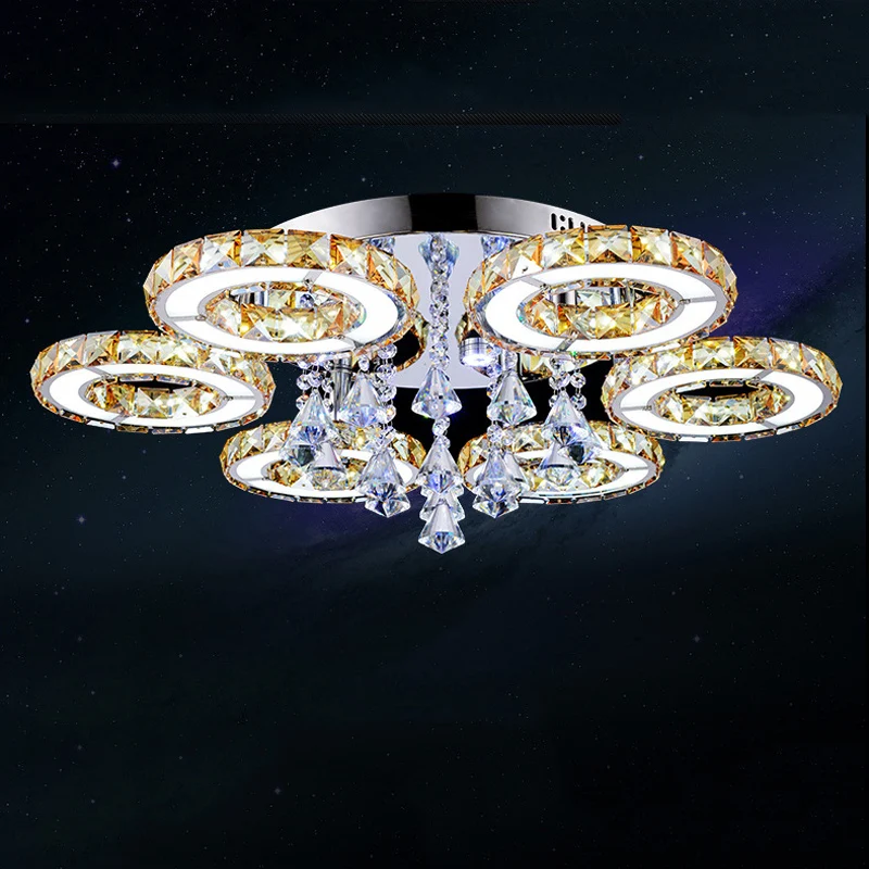 

Glorious flower 6 crystal ceiling light 85-265V 65W 780mm colorful led home hotel ceiling lamp remote control bar decoration