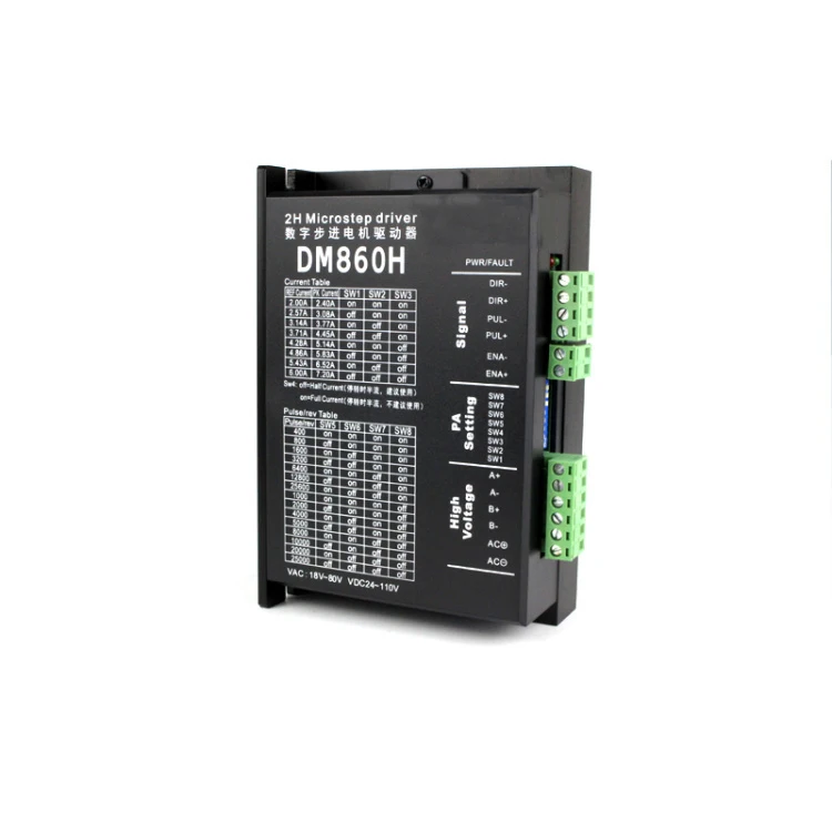 

DM860H 2-Phase 32-Bit DSP Digital Stepper Drive of 24 - 80v DC Input Voltage and 2.4 - 7.2A Output Current