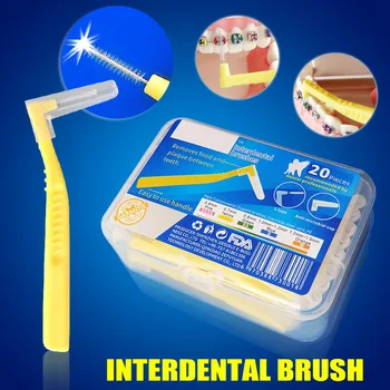 

20Pcs L-Shaped Interdental Brush Oral Floss Flosser Teeth Cleaning Toothpick Tool KG66