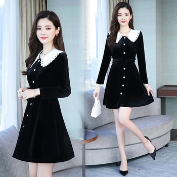 

Spring New Stylish Velvet Dress For Women Vestidos Office Lady The Dress Vestido De Festa Fashionable Midi Dress Ukraine