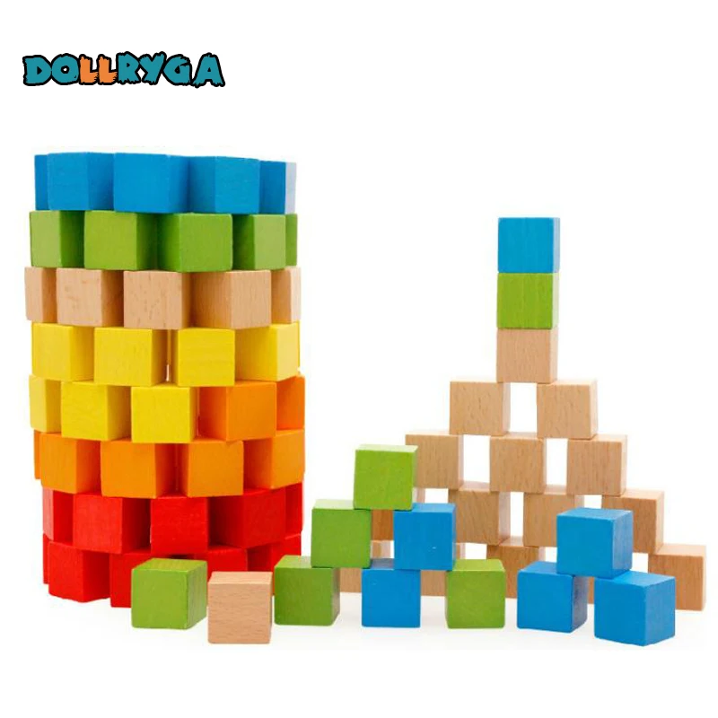 100pcs/box DIY Colorful Bulk Cylindrical Wooden Blocks Children Stimulate Imagination Rainbow Blocks Toys DOLLRYGA Free Shipping