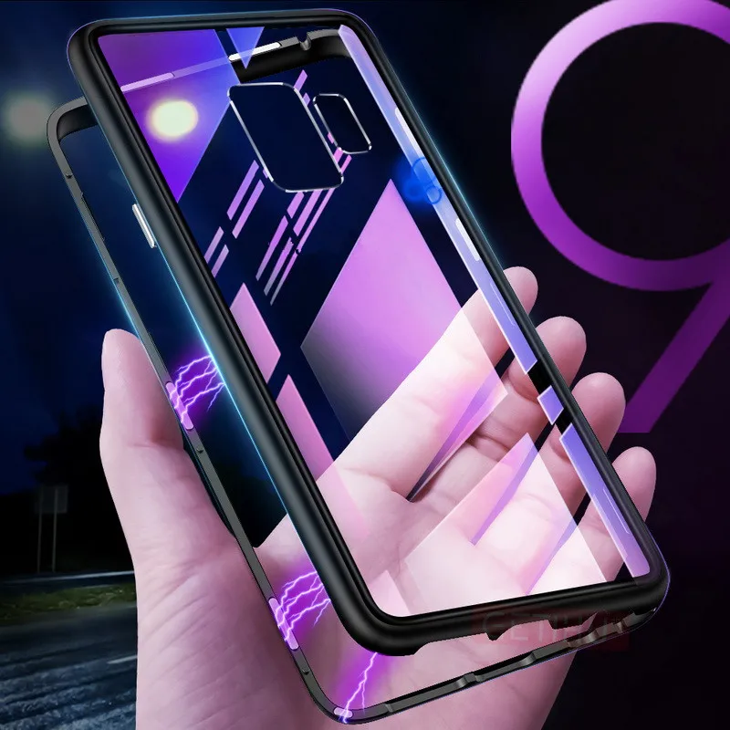 360 Magnetic Metal Case for Samsung Galaxy S8 Plus S8+ Cover Tempered Glass Back Magnet Coque For S9 Note 8 9 |