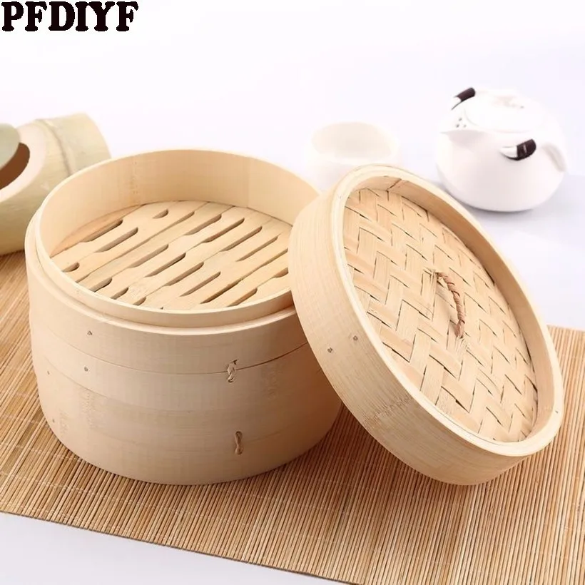 

Durable Single Bamboo Steamer With Lid 13.5-24cm Chinese Kitchen Cookware Fish Rice Dim Sum Snack Basket Rice Pasta Cooker Set