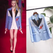 2016 new beading slim patch Love pattern embriodery tassel thin waist button small tassel blazer w1116