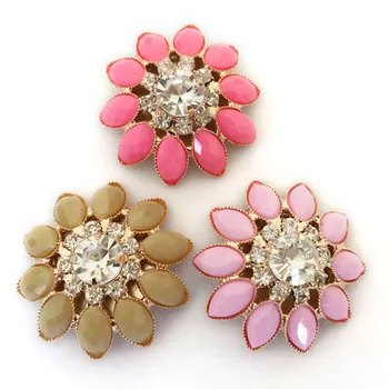 

Rhinestone Resin Metal Sewing Buttons Applies clothing Bags Evening Dress summer tops Flower shape Protein drill Decorative