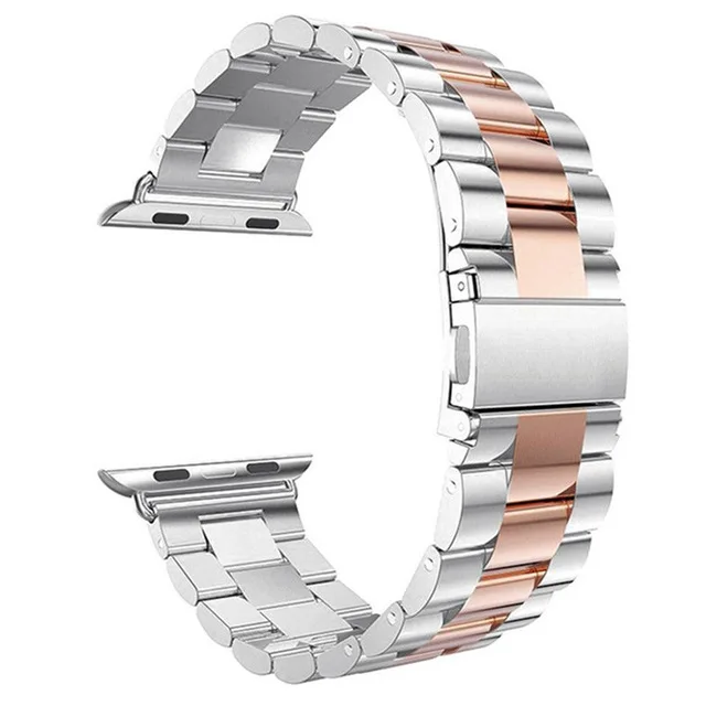Mdnen 42 мм 38 мм металлический браслет из нержавеющей стали для Apple Watch, сменный ремешок для часов iWatch Series 3 2 1 - Цвет ремешка: silver-rosegold