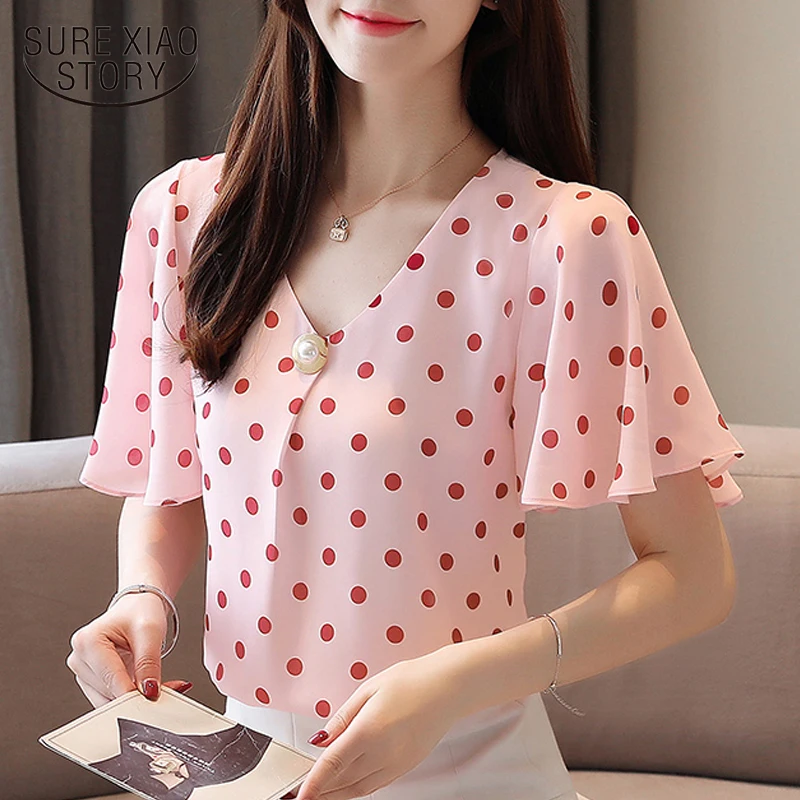 women blouses 2019 blusas mujer office shirt dames blouse zomer Polka Dot chiffon ladies tops womens blouses and tops 4663 50
