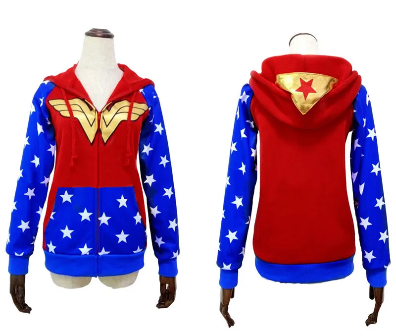 

Clearance Wonder Woman Hoodie Prince Diana Hoodies Cosplay Costume Zip up Long Sleeve Hooded Sweatshirt Women