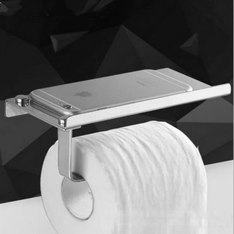 Stainless steel 304 bathroom paper phone holder with shelf bathroom