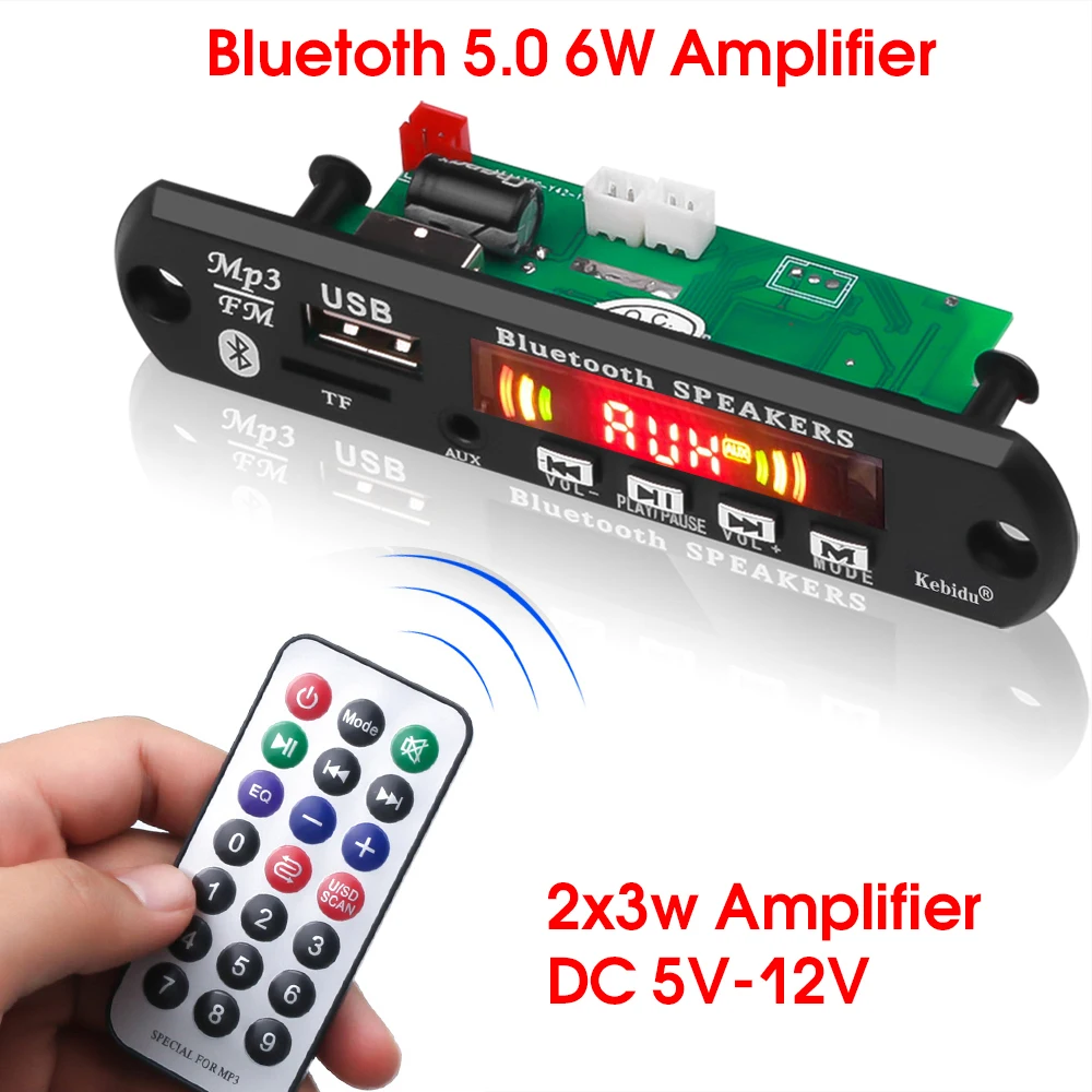 DIY автомобильный радиоприемник громкой связи MP3-плеер Bluetooth 5,0 приемник 5-12 в автомобильный комплект декодер доска fm-радио TF USB 3,5 мм AUX аудио