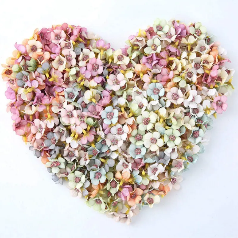 

50Pcs 2cm Multicolor Daisy Flower Heads Mini Silk Artificial Flowers for Wreath Scrapbooking Home Wedding Decoration