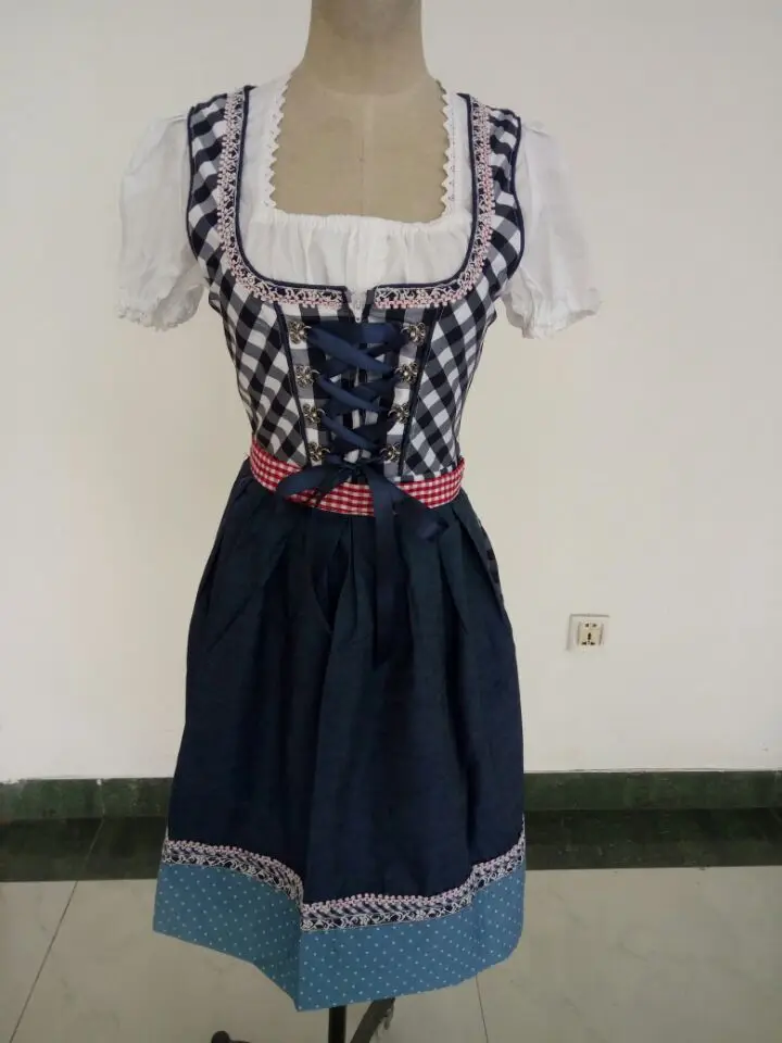 

3PCS Women Oktoberfest Dress German Bavarian Ethnic Trachten Beer Dirndl Costume Wench Beer Maid dress costume set