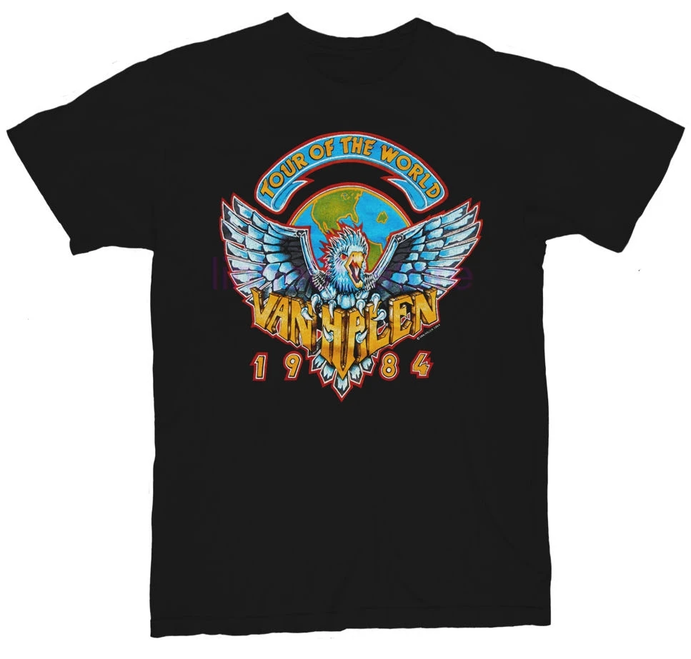 Van Halen 1984 World Tour Men Black Concert T Shirt NEW S M L XL 2XL ...