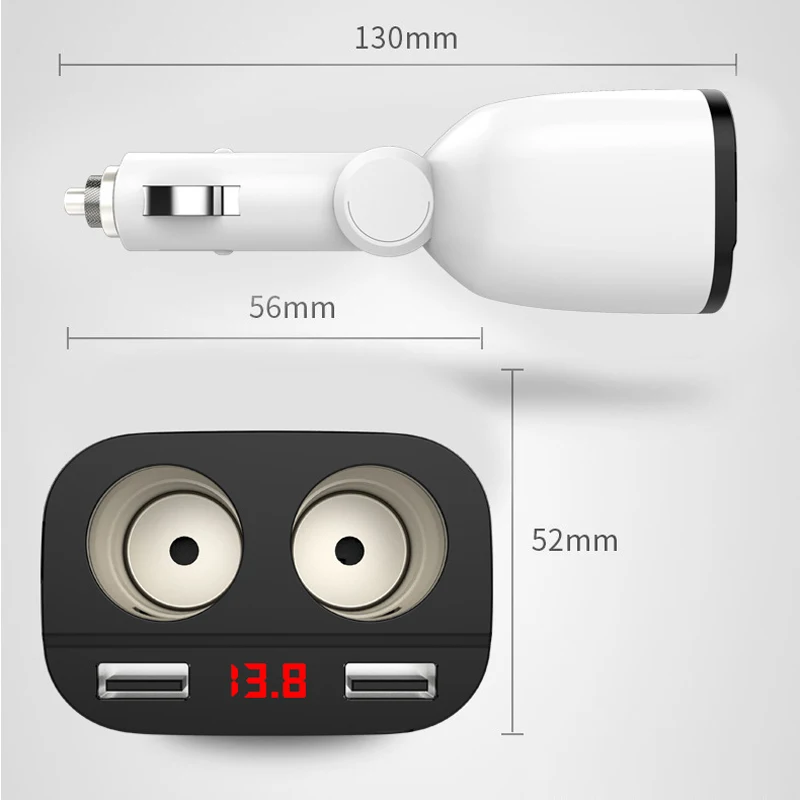 Регулируемый двойной зарядное устройство USB прикуриватель разъем сплиттер адаптер питания зарядное устройство для iPhone 7 samsung Galaxy мобильного телефона