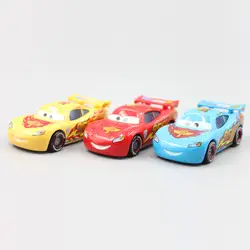 Pixar Cars 3 шт./лот Желтый Синий Limited Edition Маккуин Литья Под Давлением Металл 1:55 Масштаб Игрушки Автомобилей Для Детей Подарок