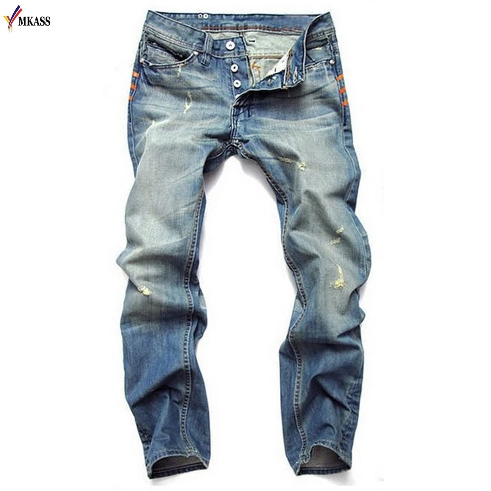 

2018 New Fashion Hole Jeans Men Long Trousers skinny ripped distressed jeans masculino Denim Pants Plus Size 42 dsq Jeans