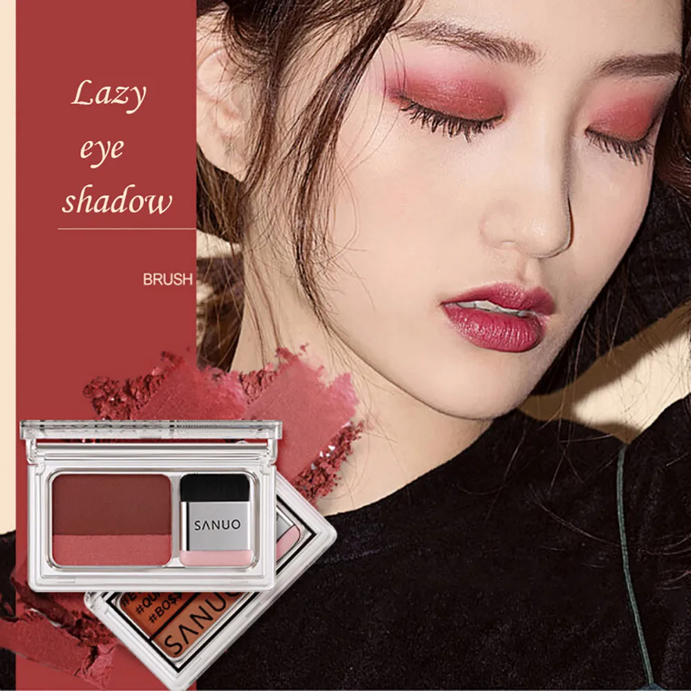

2-color lazy eye shadow powder rainbow shiny makeup shadow double-layer gradient eye shadow tray grapefruit color beginner