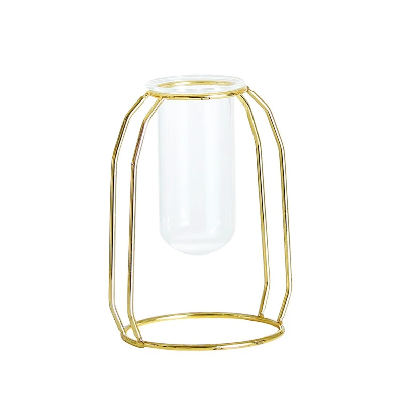 Доступная Lluxury 1 комплект в скандинавском стиле стеклянная железная ваза для художественного творчества розовое золото цеометрическая форма цветочный горшок для дома Свадебные украшения Аксессуары - Цвет: B3
