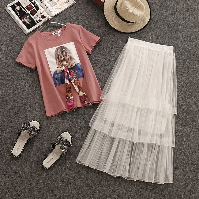 Женские летние комплекты из 2 предметов хлопковые футболки с короткими рукавами