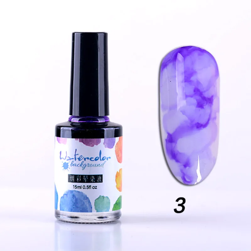 1 шт. DIY акварельные чернила лак для ногтей гель с рисунком цветения дым Smudge лак для маникюра QRD88 - Цвет: 3