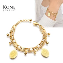 Талисманы христианские украшения Девы Марии бусина золотого цвета нержавеющая сталь браслеты для женщин подарок Прямая поставка