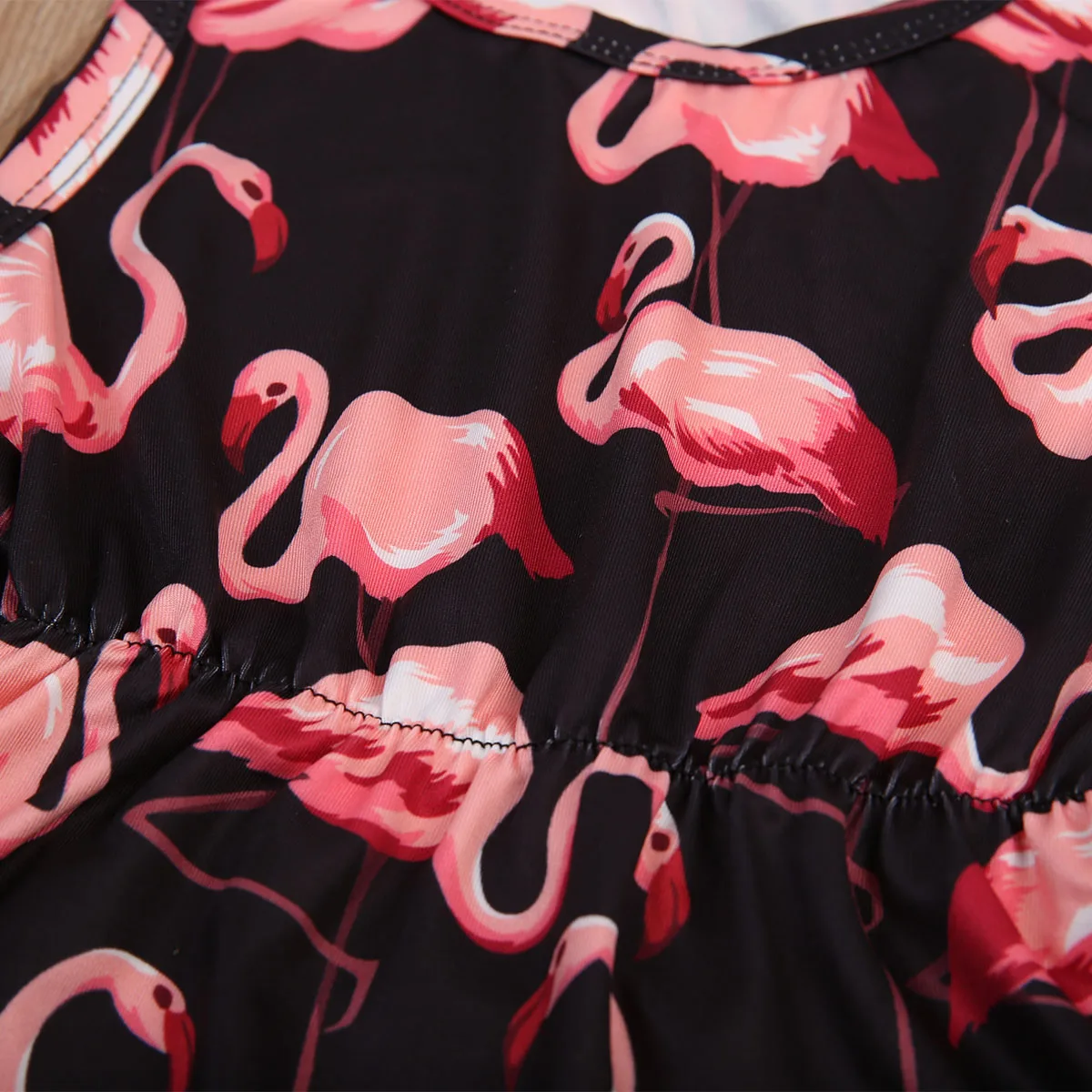 Комбинезон фламинго, летний комплект одежды из 2 предметов, летняя одежда для малышей с повязкой на голову, костюм для малышей без рукавов для новорожденных девочек