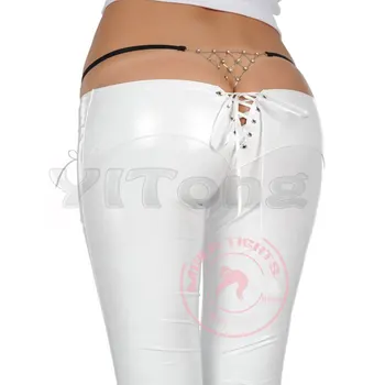 

New Latex Catsuit Pencil Pants Low Waist Casual Pants Sexy Underwear Leggings Night Club Dance Wear Black White