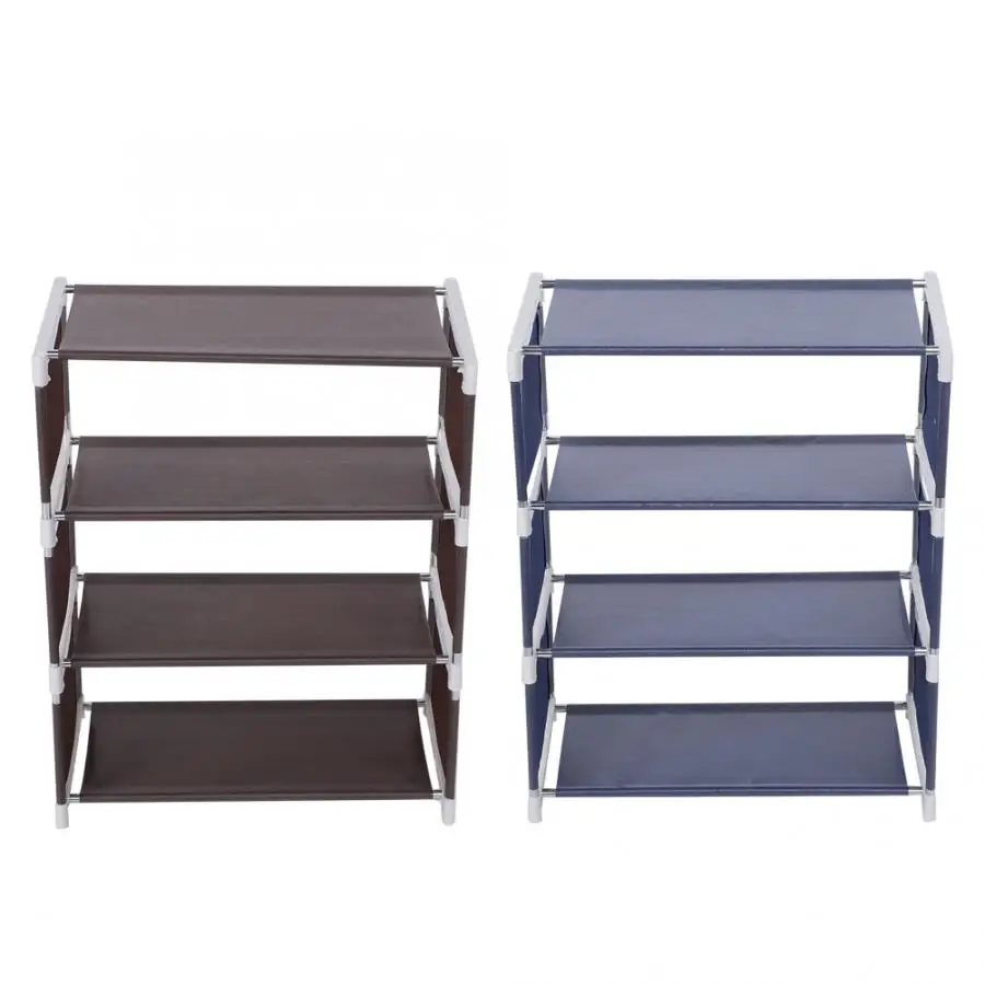 4 Tiers Shoes Rack Assembled Stainless Steel Shoes Storage Cabinet Dustproof Shoes Rack Shelf Stand Shoes Organizer