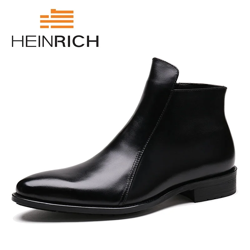 

HEINRICH 2018 Autumn Winter Shoes Men Genuine Leather Ankle Boots New Brand Comfortable Winter Men's Chelsea Boots Ayakkabi