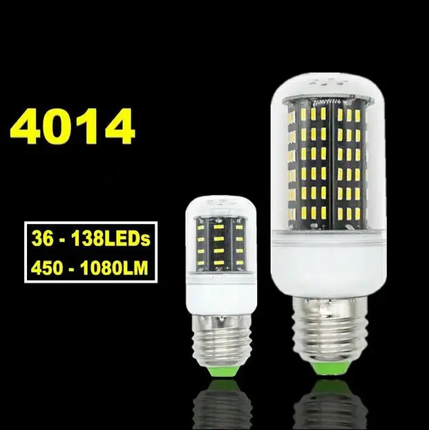 

Real No Flicker/Strobe Smart Power IC Design LED Corn Bulb High Lumen 4014 SMD E27 E14 220V long LifeSpan LED lamp Spot light
