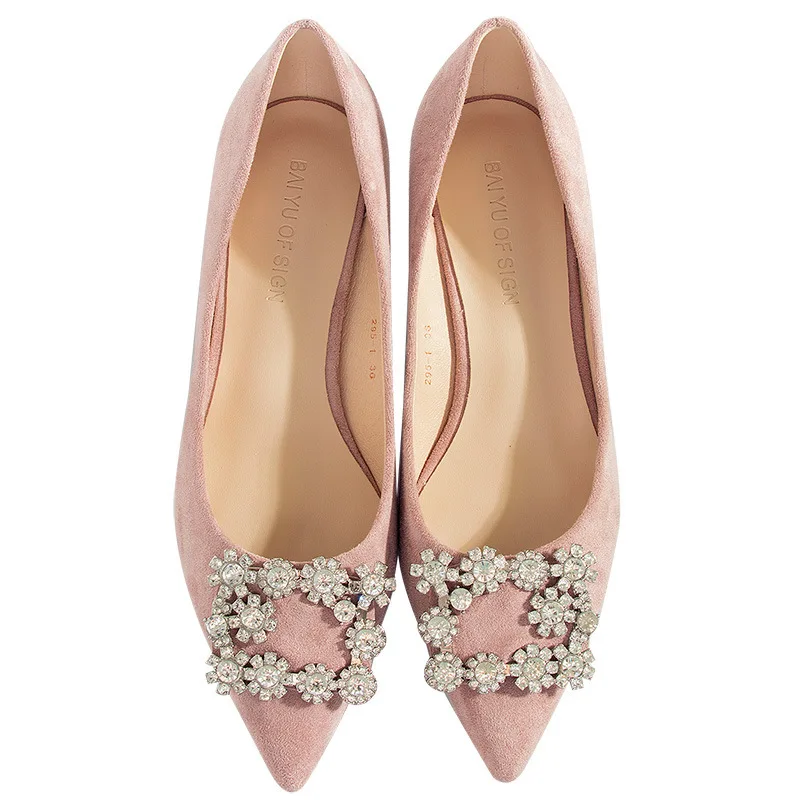 

Han edition fine with the new point in the single diamond square buckle shoes with shallow mouth for women's shoes