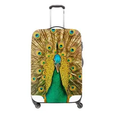 peacock 3D printing elastic polyester travel luggage cover,spandex trolley luggage covers for girls,apply for 18-30 inch
