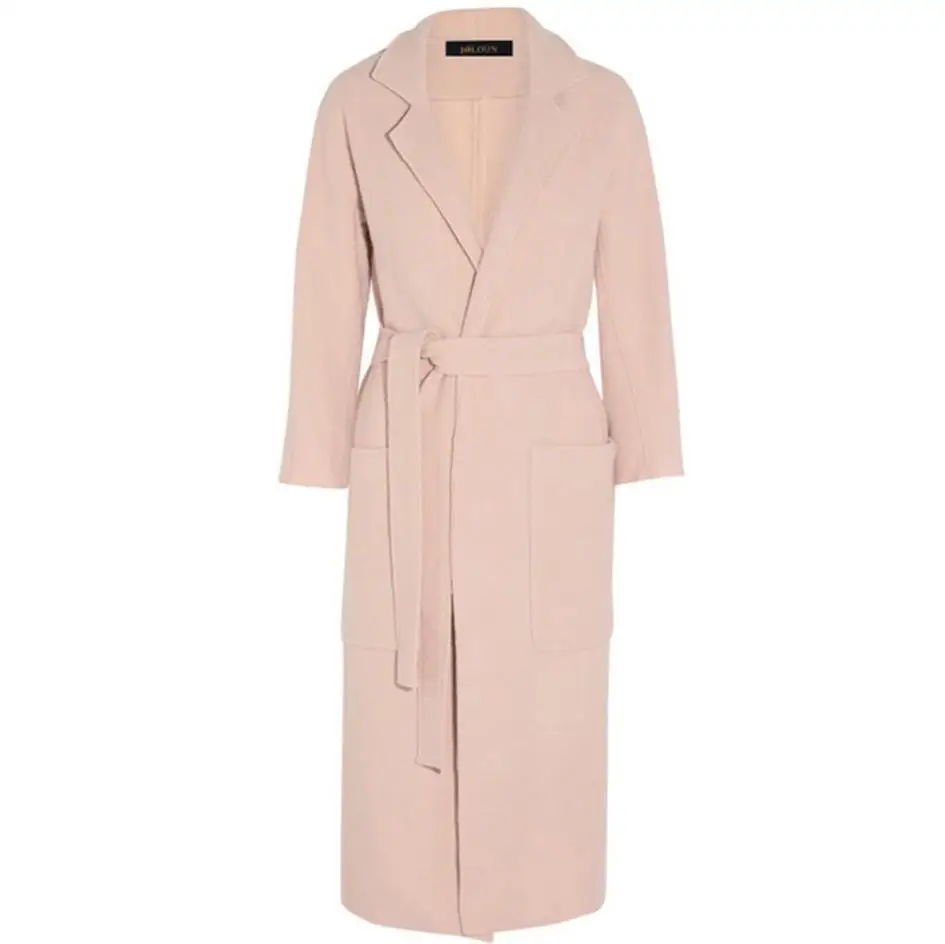 Vers Slim Mode 2018 Plus Avec vent Hiver Ceinture Coupe 2xl Bas Laine Rose Manteau Femmes Tournent Mélanges De Elegent Pink La Le Taille ww8OrEUqS