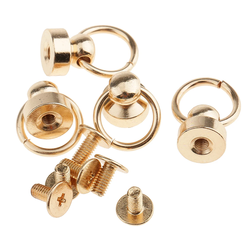 40Pcs Ball Post With O Ring Rivet Stud Nail Round Head Chicago Screw Black for Clothing LeatherCraft