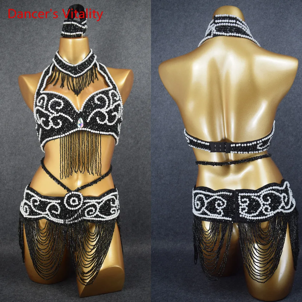 

Wholesale Retail New Belly Dance Costume Set Bra+belt+Necklace+Handchain 4 Piece/Set Belly Dancing Costume For Women's