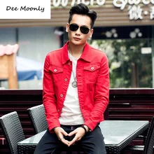 DEE MOONLY 2016 Neue schlanke herren jacken und mäntel casual denim jacke männer veste homme männer jeans jacke khaki schwarz armee grün rot