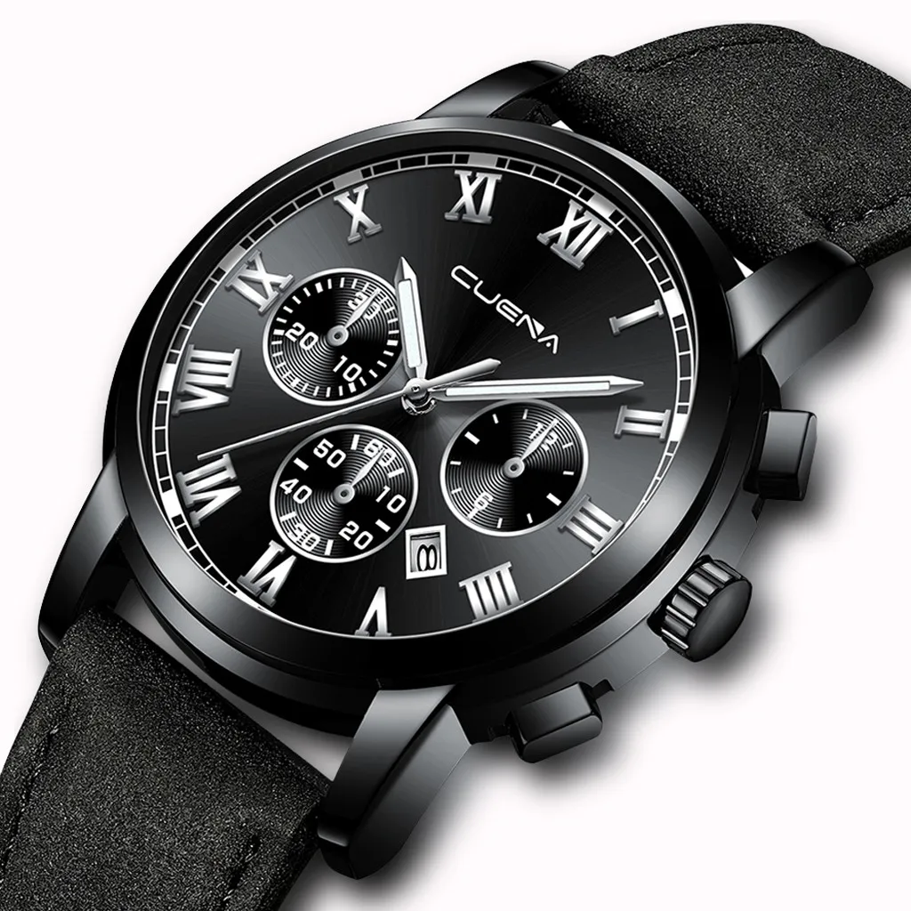 

2019 relogio masculino watches men Fashion Sport Stainless Steel Case Leather Band watch Quartz Business Wristwatch reloj hombre