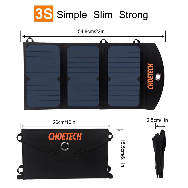 CHOETECH 19W Portable Solar Phone Charger Solar