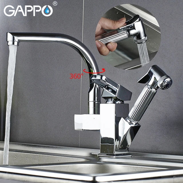 Best Price Gappo kitchen Faucets silver kitchen water sink mixer tap rotatable kitchen pull out water mixer deck mounted armatur           