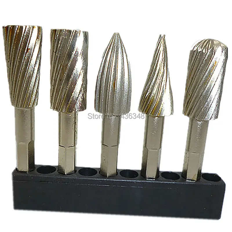 5 Piece Rotary File Rasp Carbide Burrs Set - Wood Carving Bits -