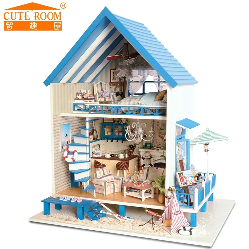 

Assemble DIY Wooden House Miniaturas with Furniture DIY Miniature House Dollhouse Toys for Children Christmas and Birthday A018