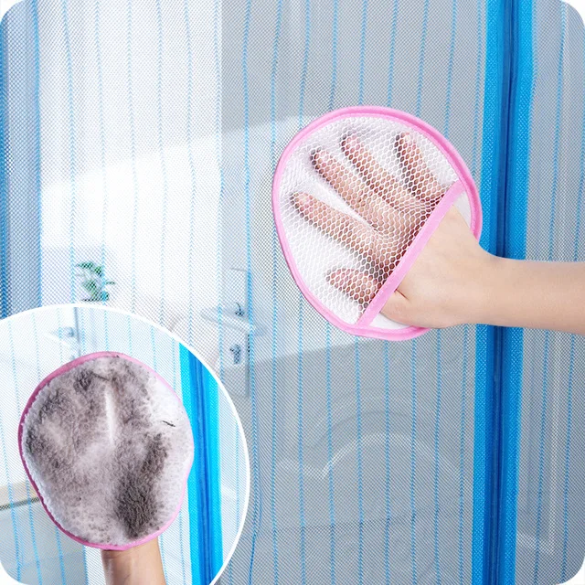 Practical Round Shape Window Screen Dedusting font b Glove b font Curtain Cleaning Rag Absorbent Cloth