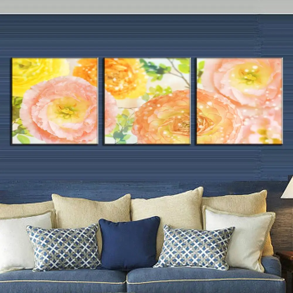 3Pcs/Set Modern Wall Paintings Wall Art Spring Flowers Canvas Prints