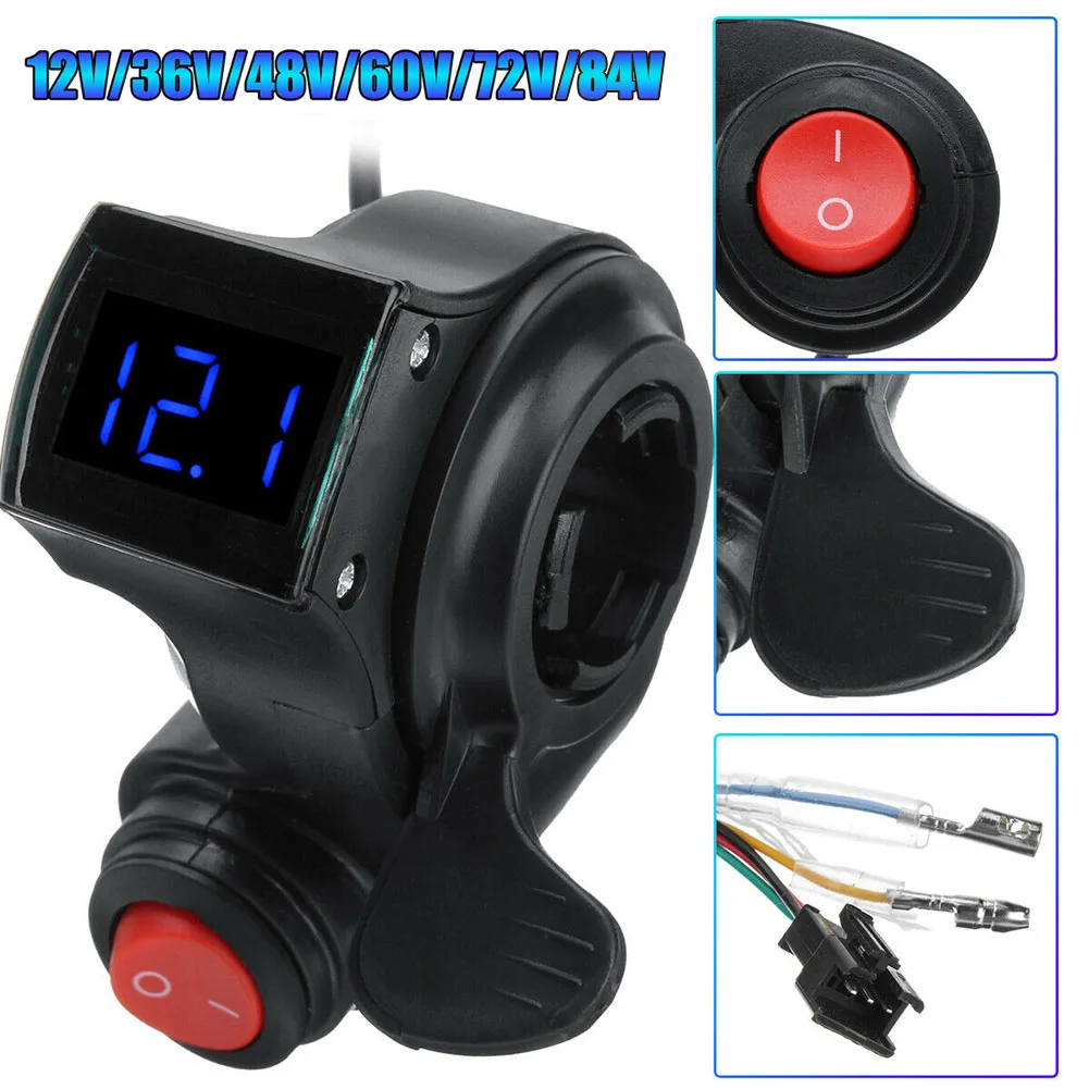 

Accessories LED Display Universal With Power Switch Grips Key Knock Durable Thumb Throttle Scooter 12V-72V For Electric Bike