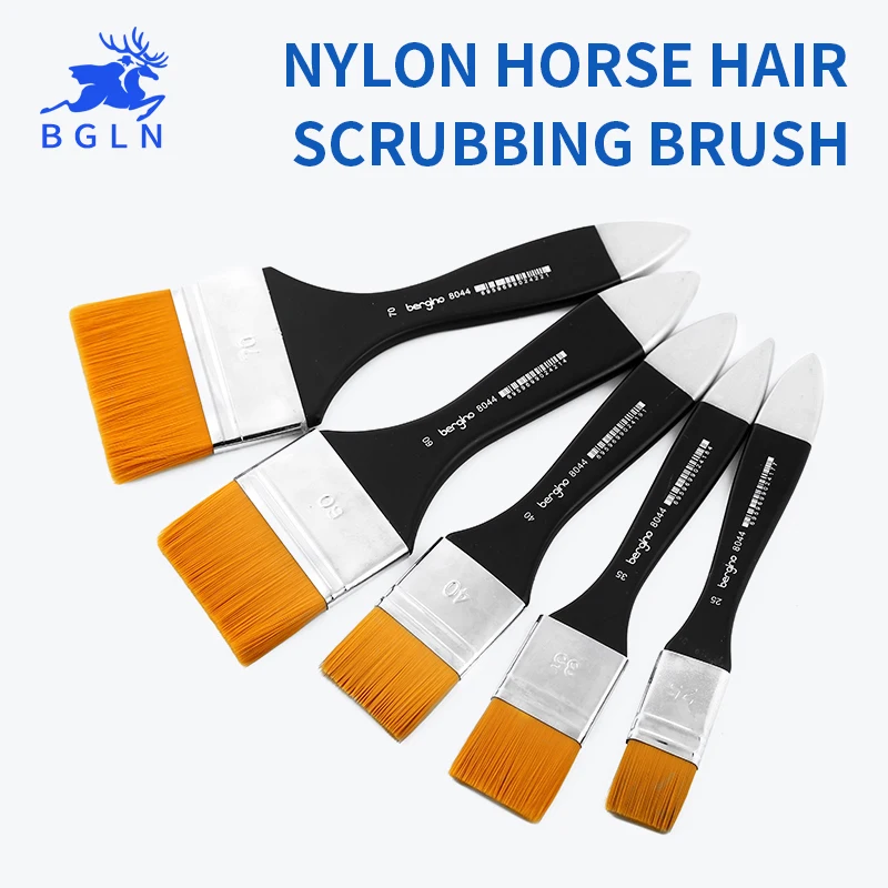 Beste BGLN 1 Stuk Nylon Haar Platte Schrobben Borstels Olie Gouache Borstel Olie Kwast Kunst Levert Student Briefpapier