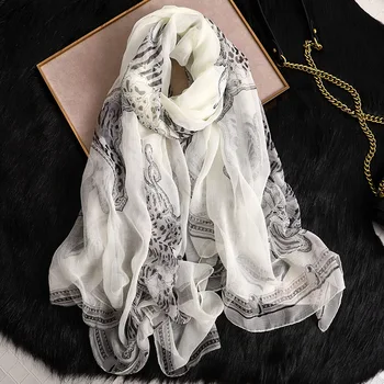 

Luxury Print Silk Scarf Women Large Size Beach Shawls Wraps Crinkle Plain Foulard Pashmina Scarves Women Neck Scarfs