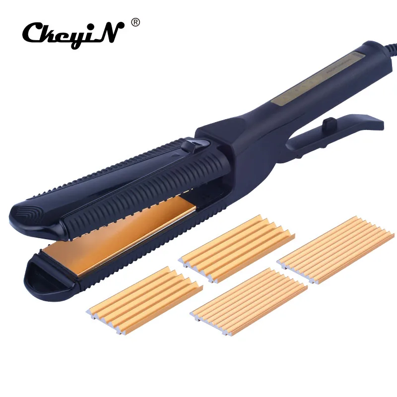 

Pro Interchangeable Titanium Waver Straightening Wide Plate Negative Ions Curler Curling Irons Temperature Control Styling Tools