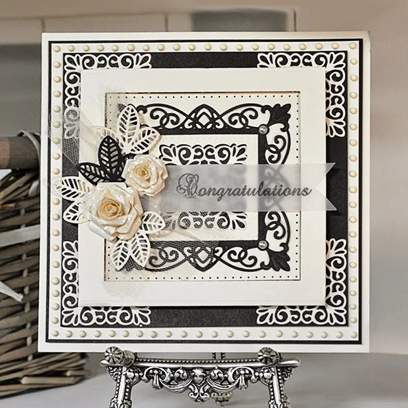 

New Flower Square Lace Metal Cutting Dies for Scrapbooking DIY Album Embossing Folder Paper Card Cake Maker Template Stencils