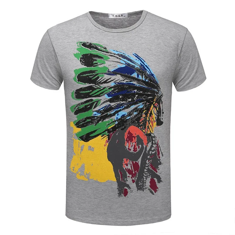 Мужская хлопковая футболка с коротким рукавом в виде оленя|cotton t-shirt|indian mennew men |